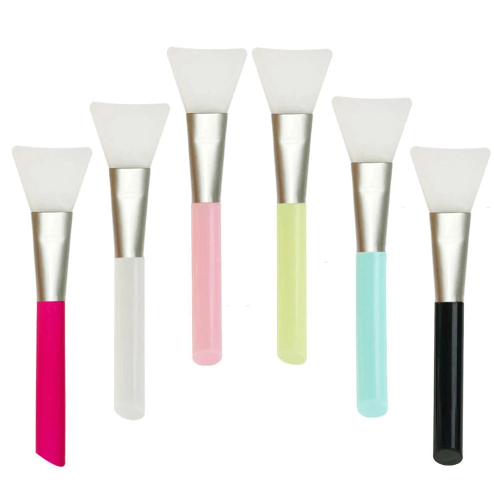 Reusable silicone face and body mask applicator spatula in six colour options.