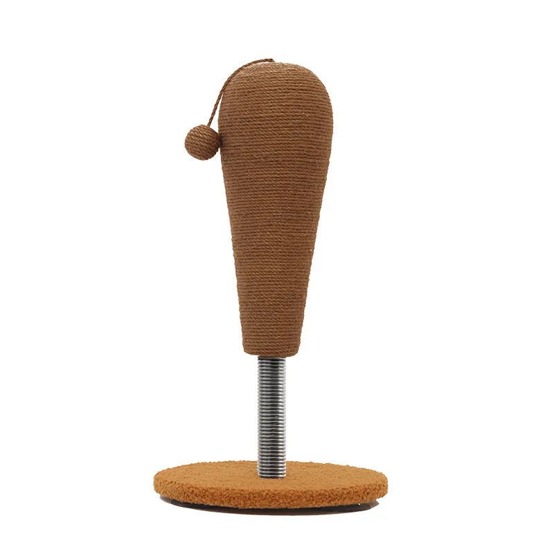 Hemp rope cat scratching board with choice of cat grasping ball or tumbler centrepiece in large or small size