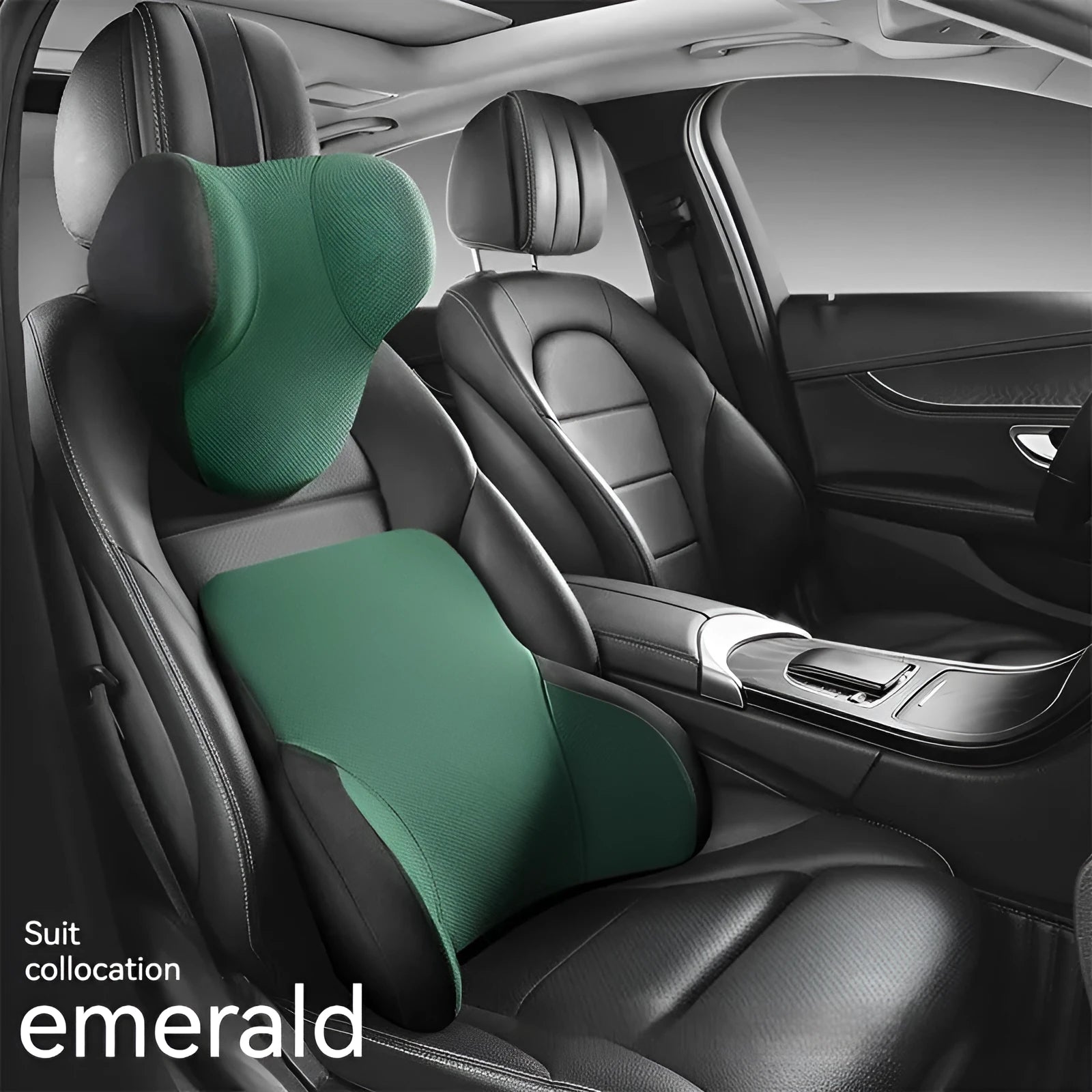Memory foam car lumbar support and headrest pillow set in knitted fabric with six colour options