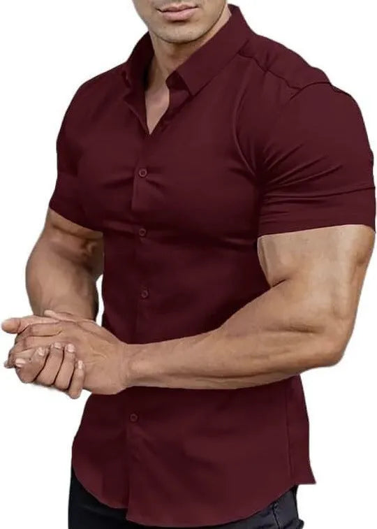 Men's printed short sleeve casual shirt in polyester fibre available in multiple colours and sizes