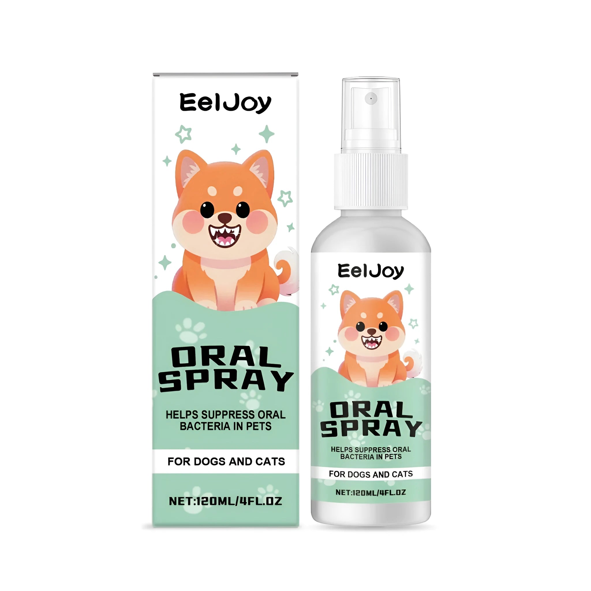 120ml bottle of pet oral spray with chlorhexidine and mint extract for dog and cat dental care