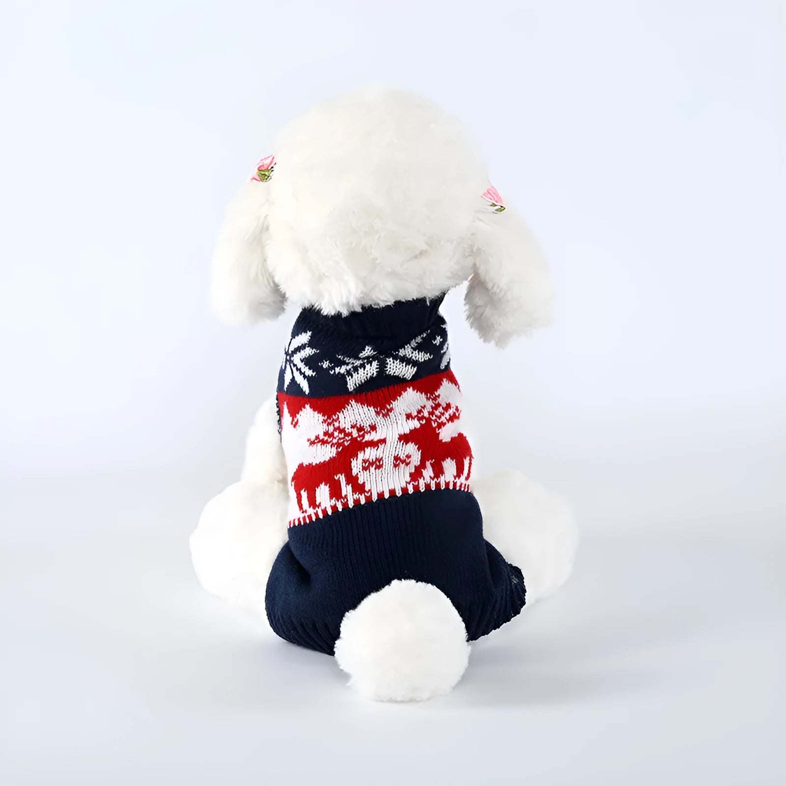 Navy blue knitted Christmas sweater for dogs in European American style pet clothing