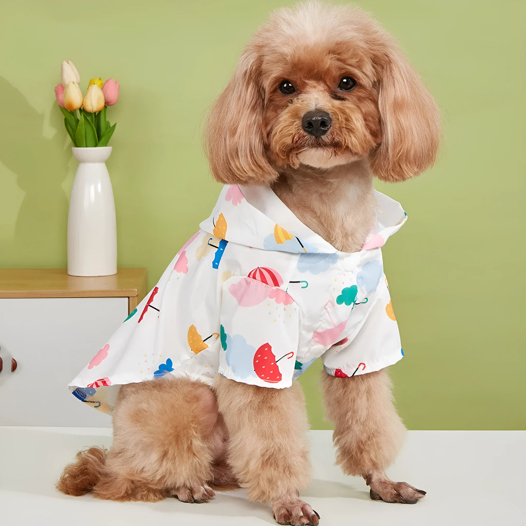 Colourful cartoon umbrella pattern pet raincoat for dogs and cats in five sizes