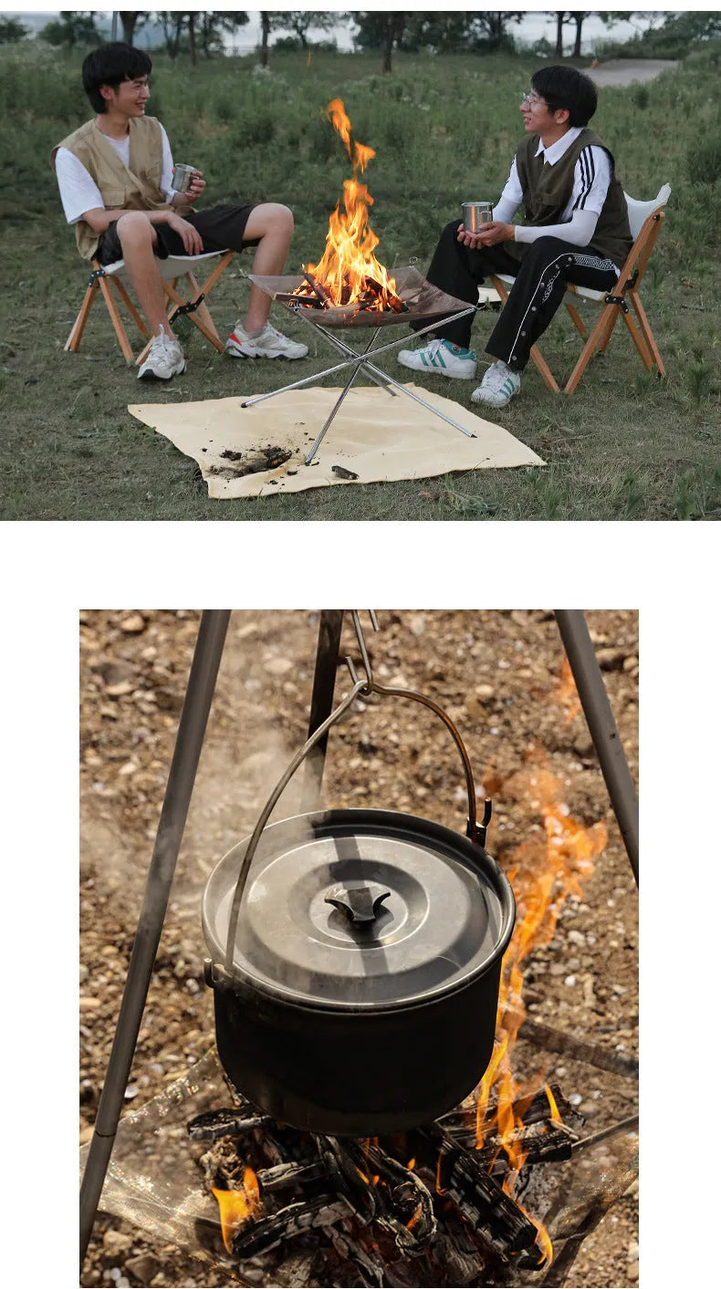 Silver stainless steel barbecue grill set with integrated cooking net, shown in medium and large sizes.