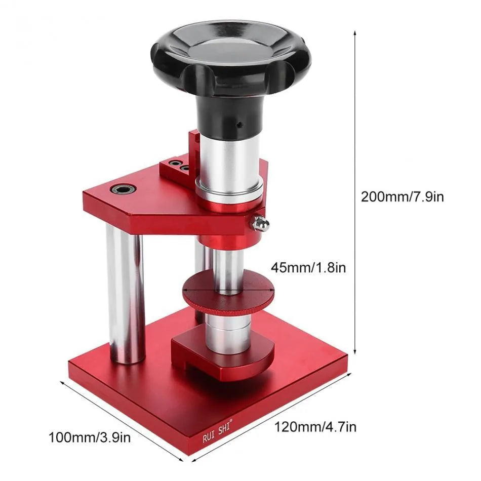 Watch spiral cap presser tool with set of 20 plastic moulds for back cover installation