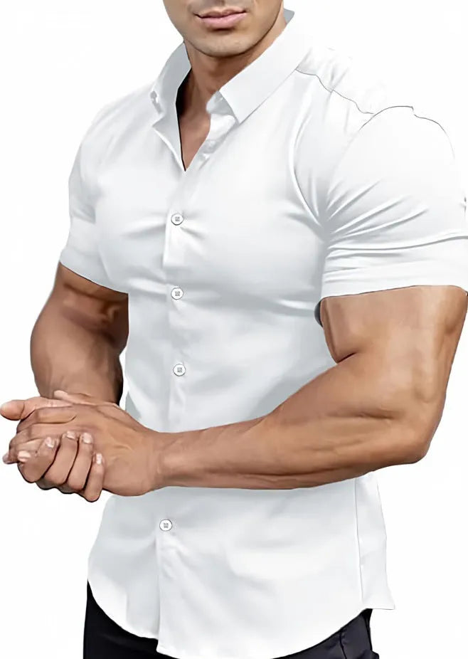 Men's printed short sleeve casual shirt in polyester fibre available in multiple colours and sizes