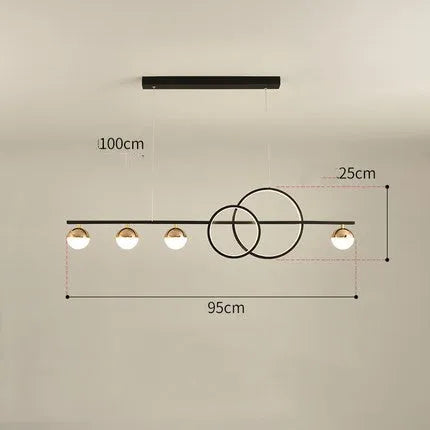 Rectangular aluminium ceiling light in black or gold finish with remote dimming, shown in 80cm, 95cm, and 120cm sizes.