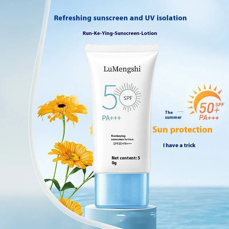 Sunscreen moisturising whitening isolation refreshing cream 50g tube white packaging