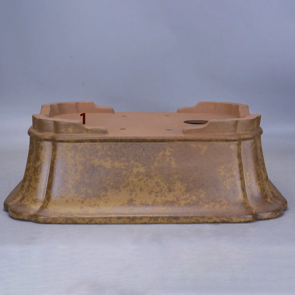 Purple sand ceramic rectangular flowerpot with double pumping angle design for floor placement