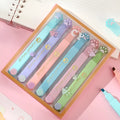 Cat's Paw themed box containing six fluorescent marking pens with oblique nibs in assorted colours