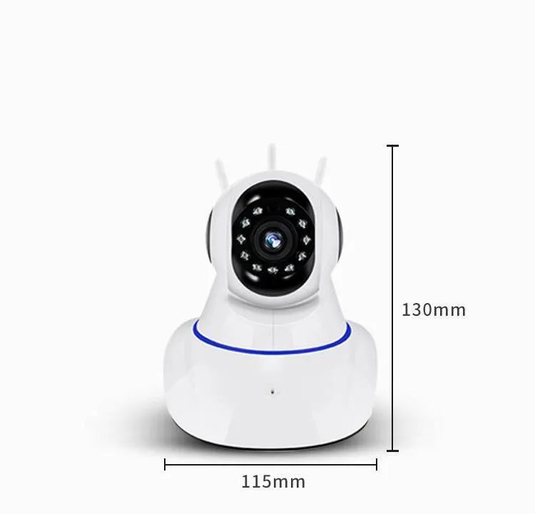 White wireless dome security camera with HD night vision and 3.6mm lens for indoor outdoor use