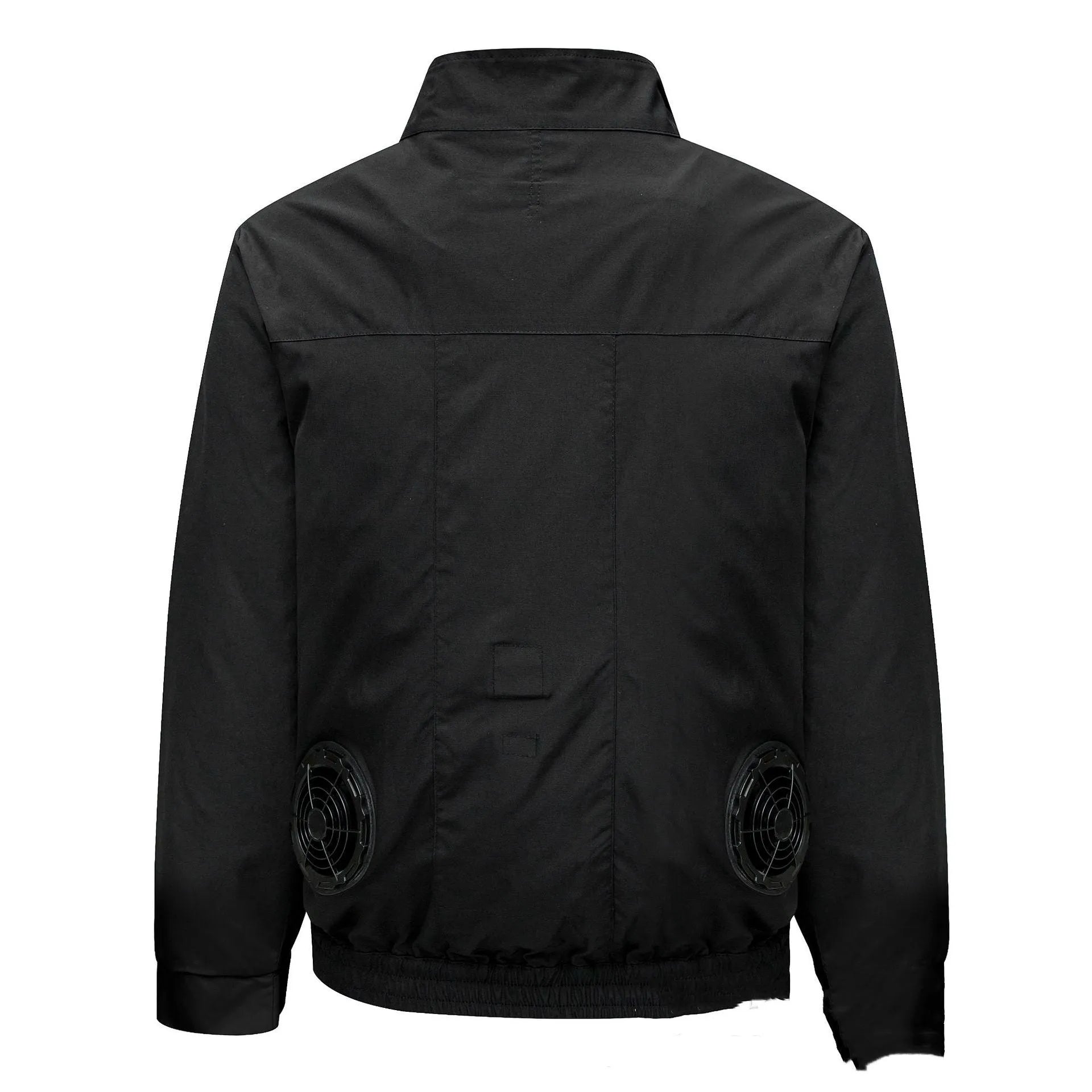 Men's black and white lightweight summer jacket with ventilation holes for outdoor cooling.
