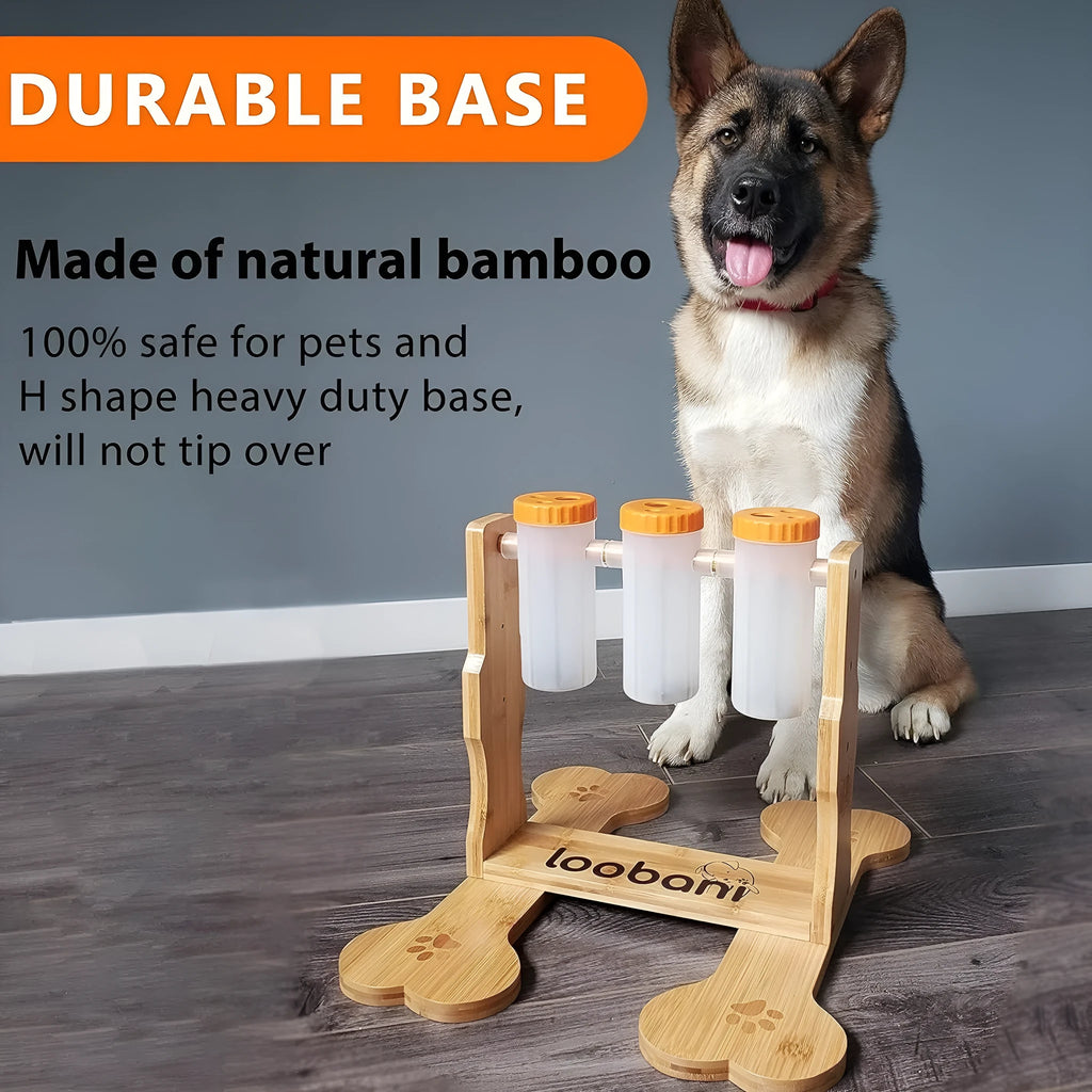 Wooden dog puzzle toy interactive snack dispenser feeder 31x30x20cm pet enrichment activity