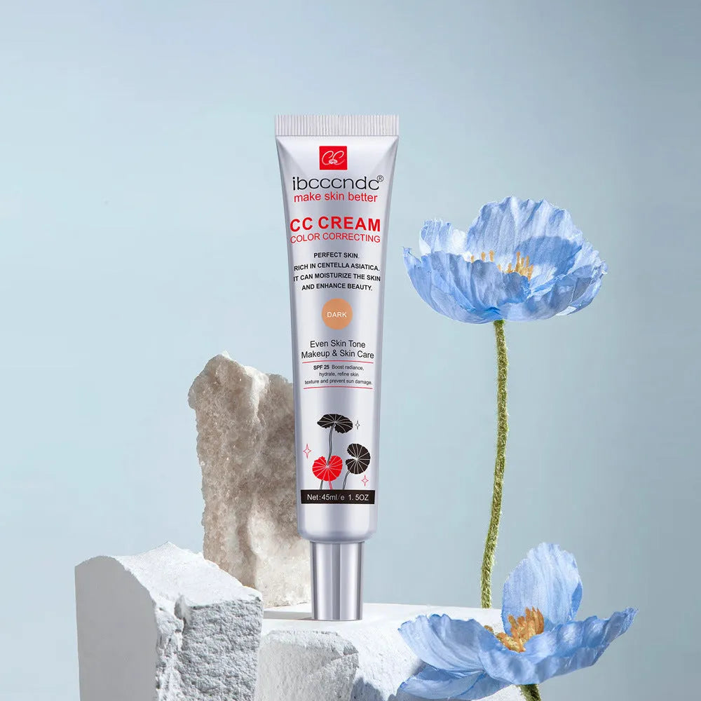 Erborian CC Cream tube in dark and light shades, a colour correcting moisturising makeup primer.