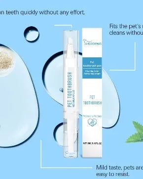 Soft-bristle pet toothbrush pen with integrated 3ml gel reservoir for cat and dog dental care