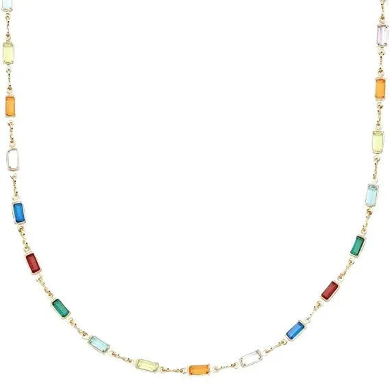 Ladies' geometric crystal necklace with alloy chain and glass accents in random colours