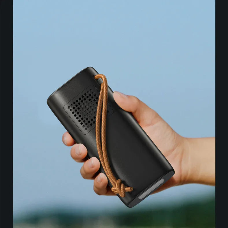 Black portable power bank with solar panel, showing dimensions of 70mm by 70mm by 162mm.