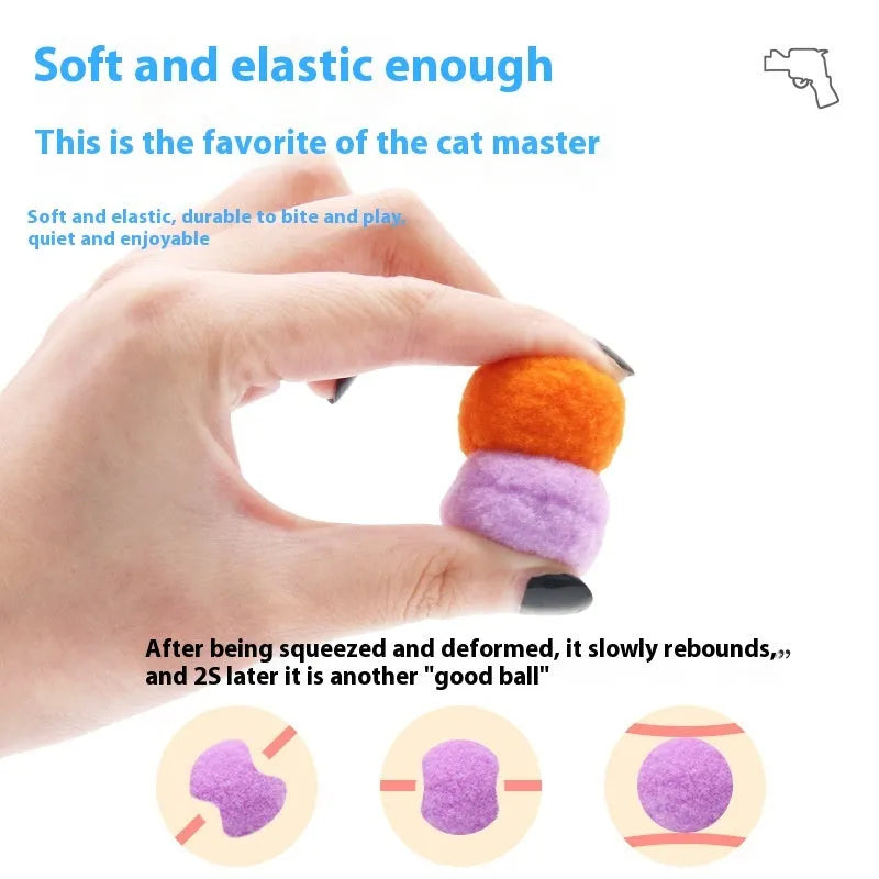 Interactive pet toy gun with soft plush balls for 30cm launching cat games