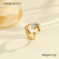 Geometric open mouth zircon ring showing adjustable design and electroplated finish