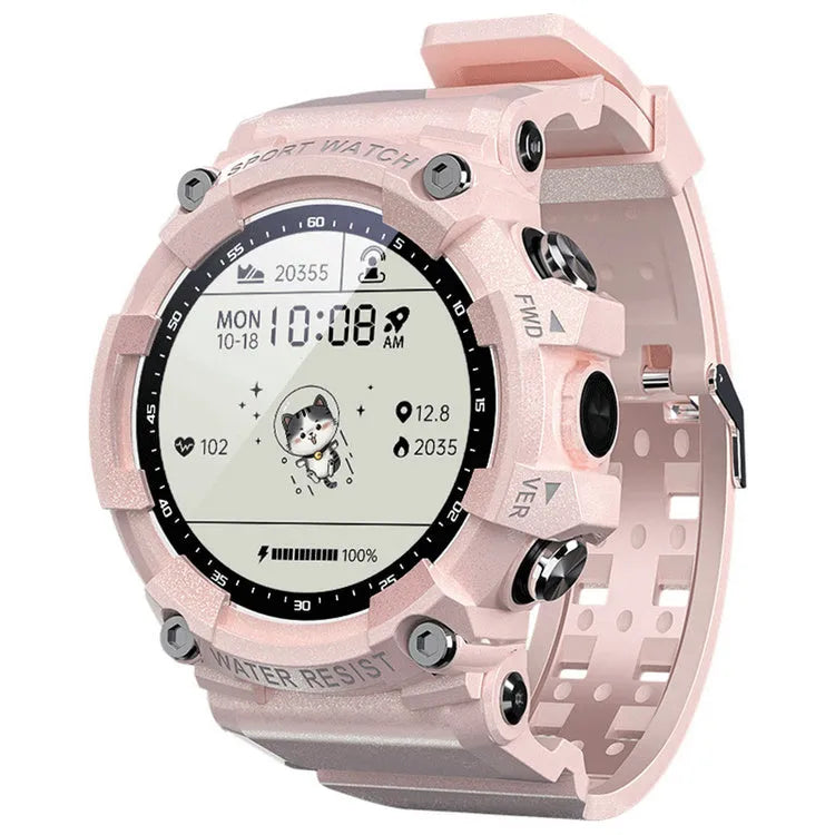 ATTACK 3 IP67 waterproof smartwatch in black, pink or white with round colour screen and TPU strap