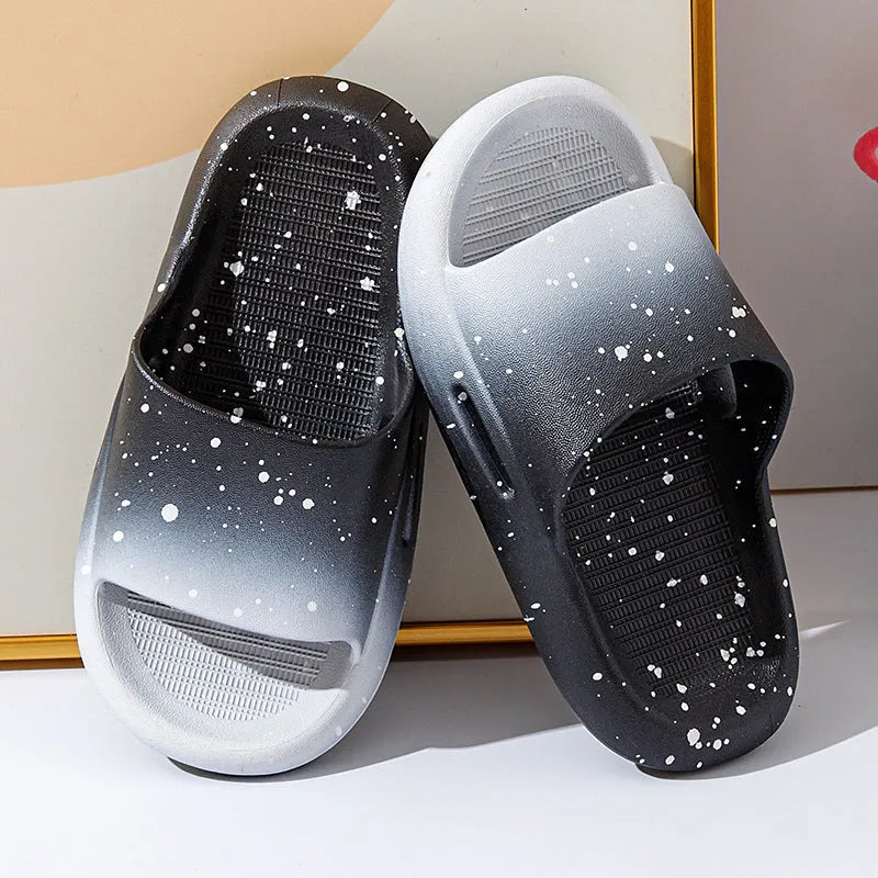 Children's gradient colour PVC summer slippers with non-slip soles in blue, yellow, green, orange, pink or black