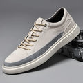 Men's grey pigskin leather skate shoes with rubber sole and lace-up front