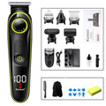 Black KM-696 electric hair clipper set with USB charging cable and cleaning brush
