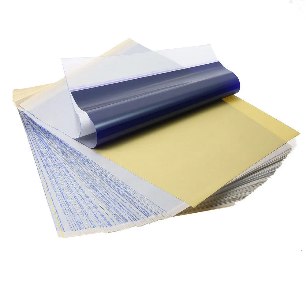A4 tattoo transfer paper pack with quadruple copy capability and transfer paste gel
