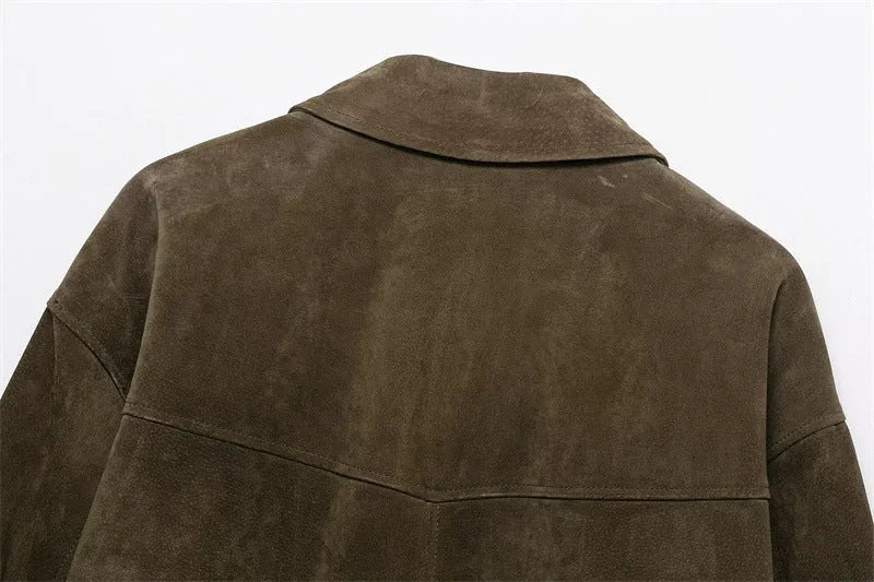 Women's PU leather jacket in regular fit with Japanese Korean casual styling