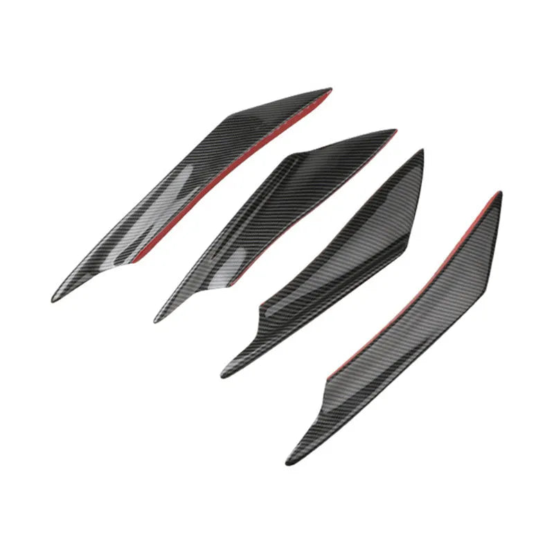 Four-piece carbon fibre pattern bumper blade kit for automotive installation