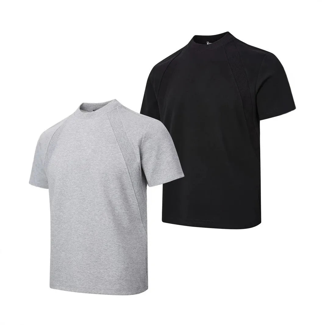 Loose fit short sleeve top with air layer stitching in polyester fibre