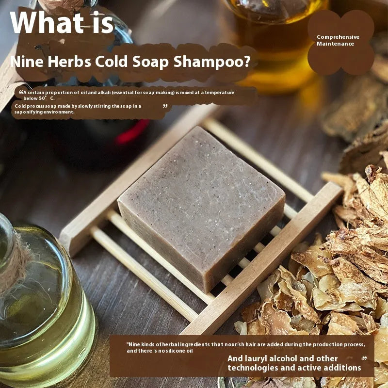 72g nine herb cold process shampoo soap bar in solid format