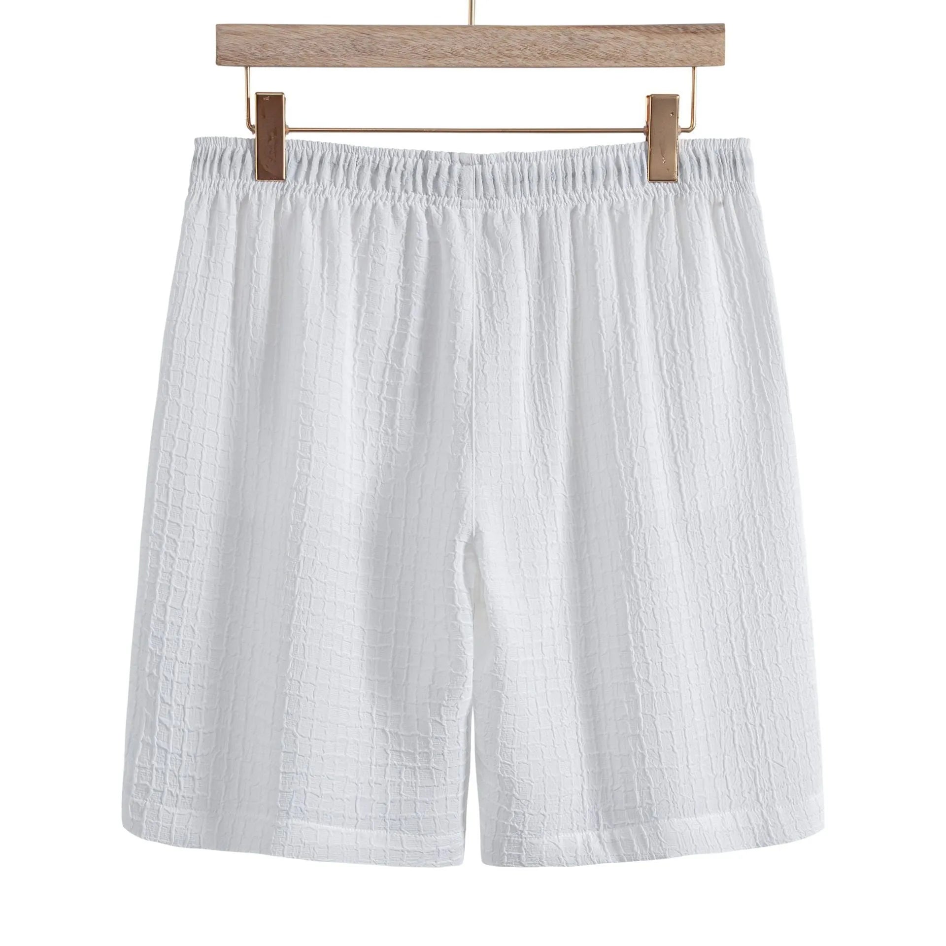 Men's cotton blend jacquard short sleeve shirt and shorts suit in black or white colours