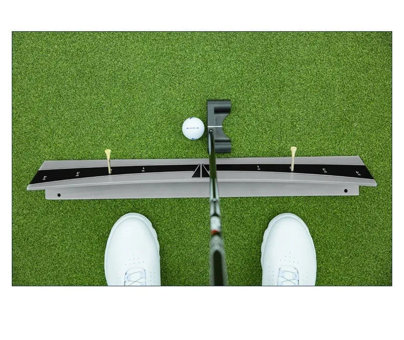 Adjustable golf putter trajectory balance simulator with PVC frame for indoor putting practice