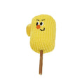 A corn cob shaped chew toy for cats made from polished beech wood, shown next to a tape measure indicating its 15cm length.
