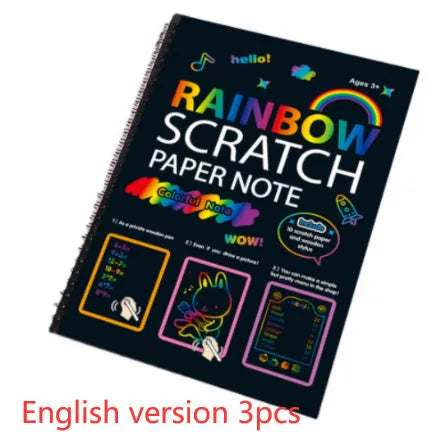 Children's large 26x19cm colourful scratch art paper with scraper tool for DIY painting