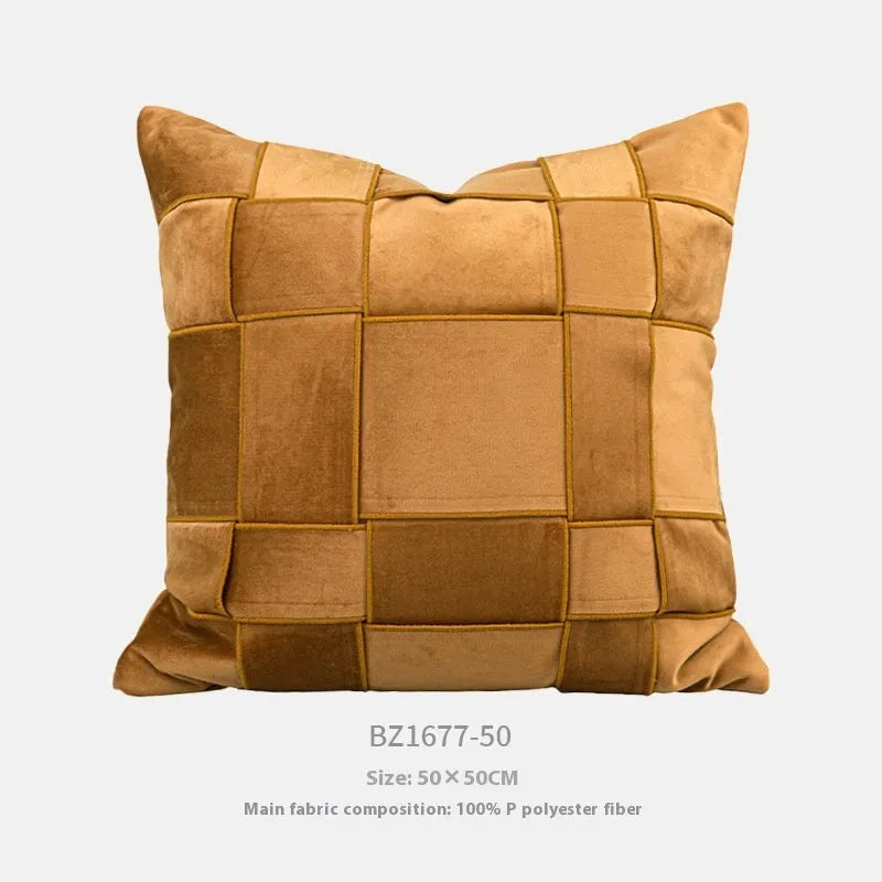 Chenille woven 50x50cm pillow cushion in seven colour options with feather velvet core