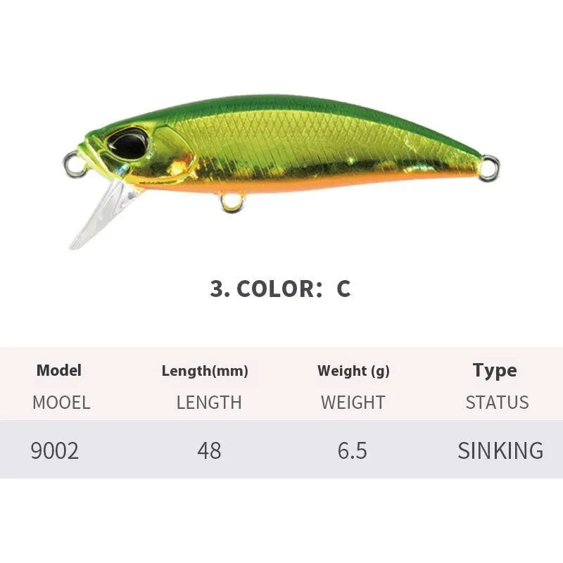 Japanese 48mm hard plastic fishing lure for snakehead and mandarin fish in multiple colour options