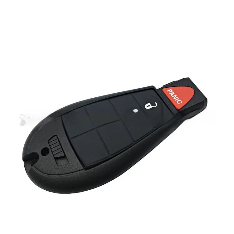 Blue nylon and ABS brass replacement key shell for Dodge and Chrysler car smart keys.