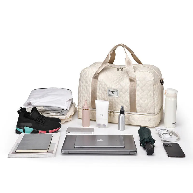 Oxford cloth leisure travel bag with 36-55 litre capacity in street trend style with sewing thread details