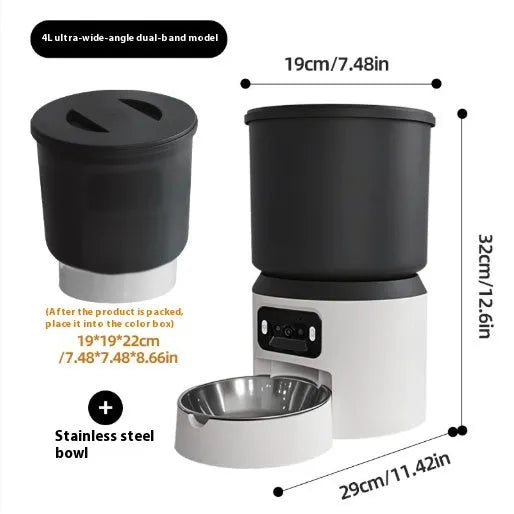 4L smart pet feeder with optional video camera and stainless steel bowl