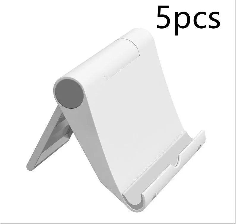 Black PE folding phone and tablet stand shown at an angle on a white background.