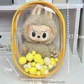 17cm transparent PVC cartoon backpack storage bag with colourful ball keychain