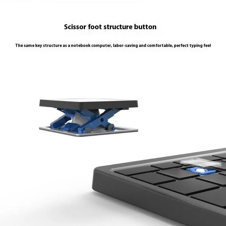 Black and grey three-in-one wireless Bluetooth keyboard with touch pad and leather sheath stand for iPad.