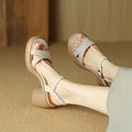 Women's open toe platform outdoor sandals in apricot colour with microfiber upper and rubber sole