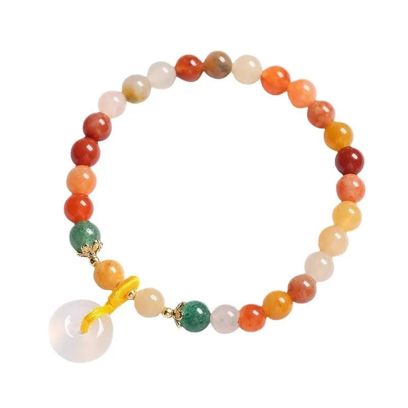 Handmade natural jade safety buckle bracelet with peace clasp and 6mm diameter beads