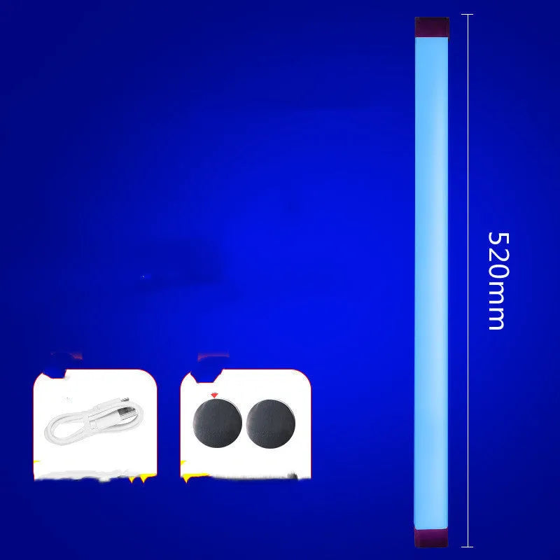 Rechargeable blue and purple LED tube stick photo fill light with dimmable RGB atmosphere lighting