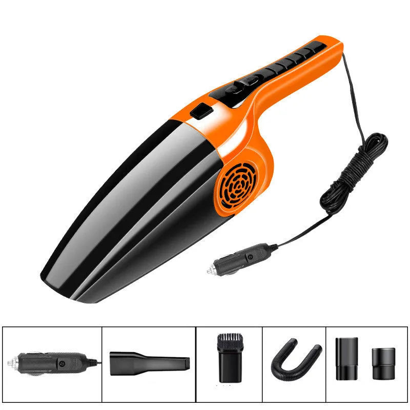 Black and orange cigarette lighter car vacuum cleaner with 3200 mbar suction power