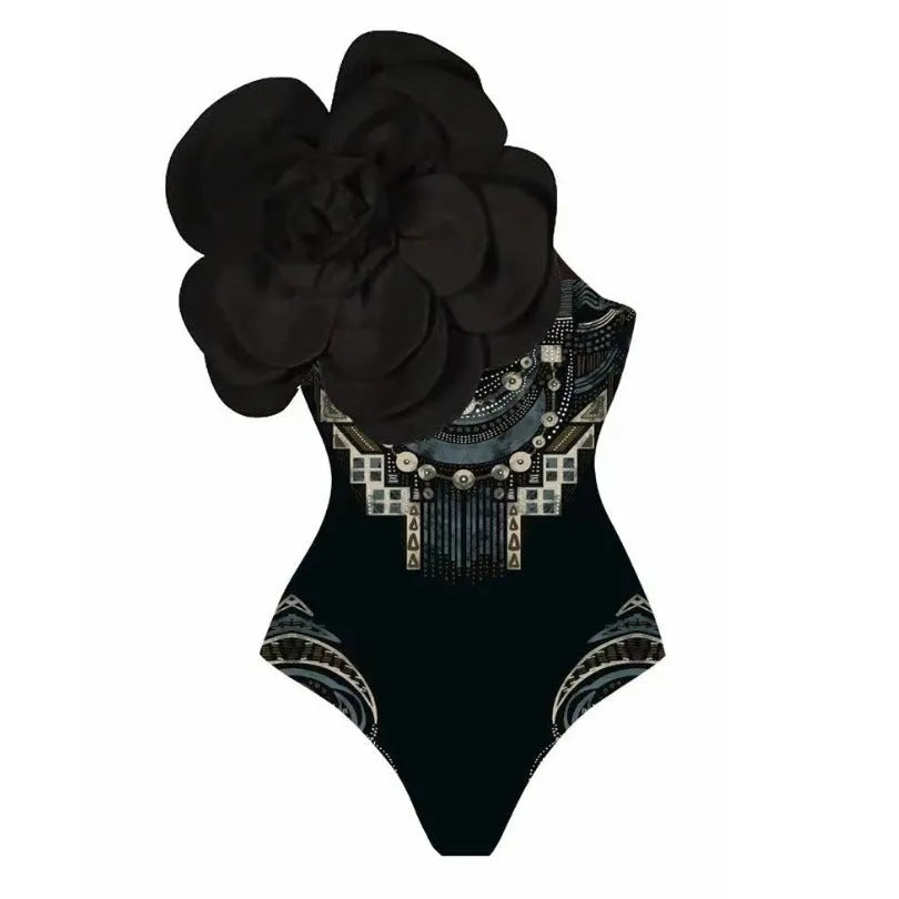 Women's floral print one-piece swimsuit with matching sarong wrap skirt in multiple colour options