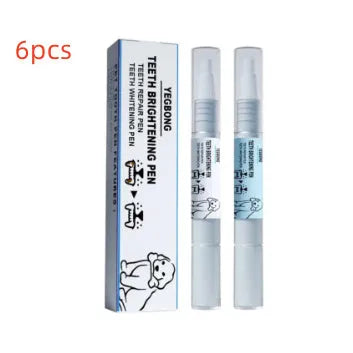 Yegbong pet teeth whitening pen for dogs and cats with dental brushes, showing dual-chamber 3ml+3ml design